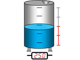 Hladinoměr na zásobníku s kapalinou